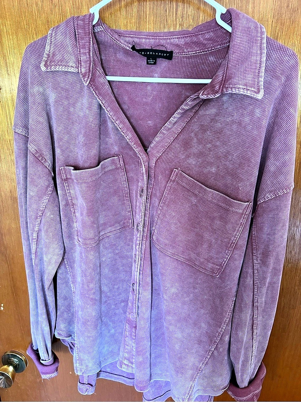 Jane + Delancey Corduroy Button Down Shirt Pink Size Large
